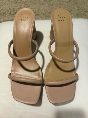 a new day Nude Strappy Block Heel Sandals